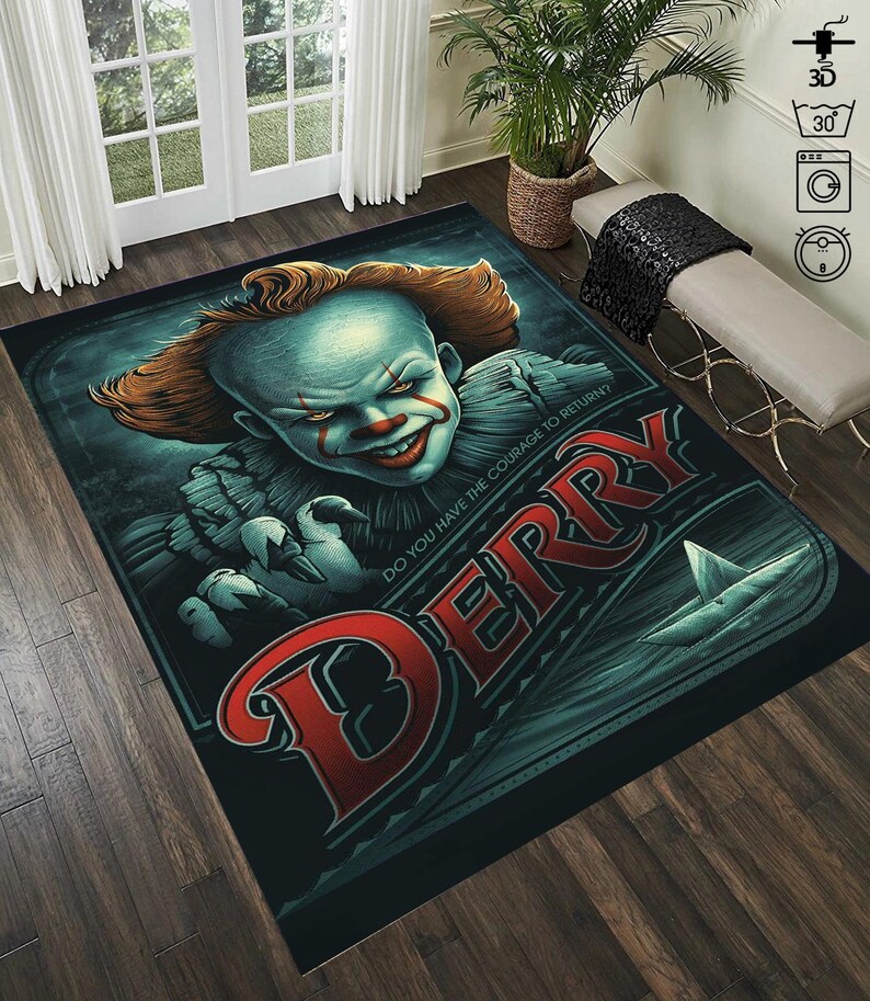 Pennywise Round 3d Rug Pennywise Rug,horror Movies Rug,derry Horror Rug,halloween Rug, Street ...