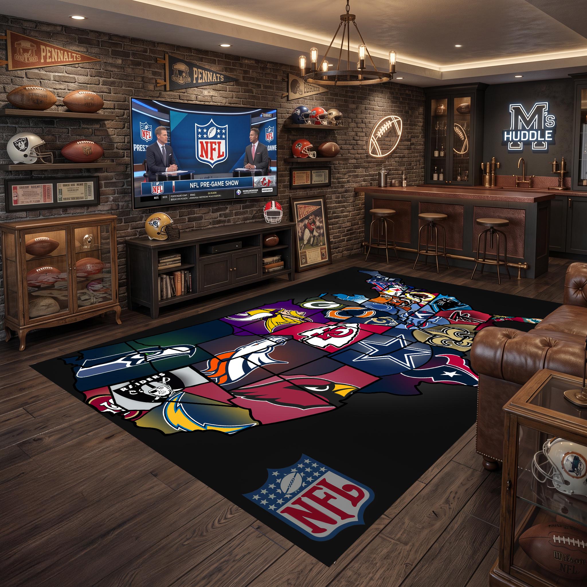 Personizable American Football Team Logos Area Rug, Sports Fan
