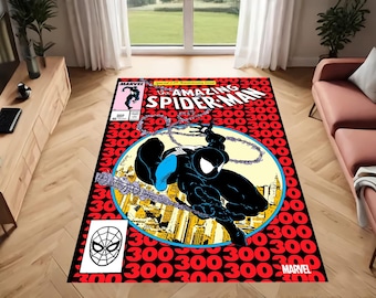 Amazing Spider-Man,1988,  #300 Comic Cover Area Rug, Retro Comic Book Floor Carpet