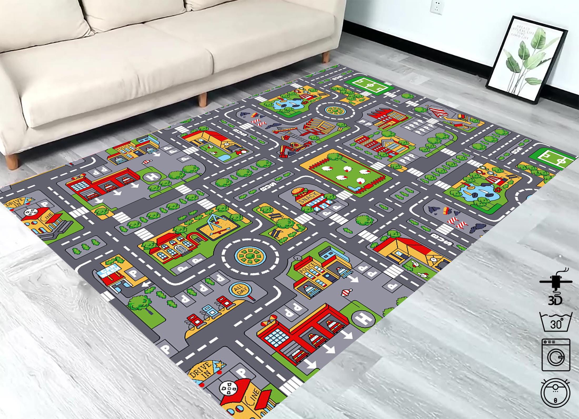 Road Rug,car Rug,traffic Rug, Child Game Rug,car Racing,children's Play ...