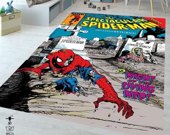 Spectacular Spider-Man Zombie Comic Rug, Gothic Pop Art Floor Mat, Halloween Decor