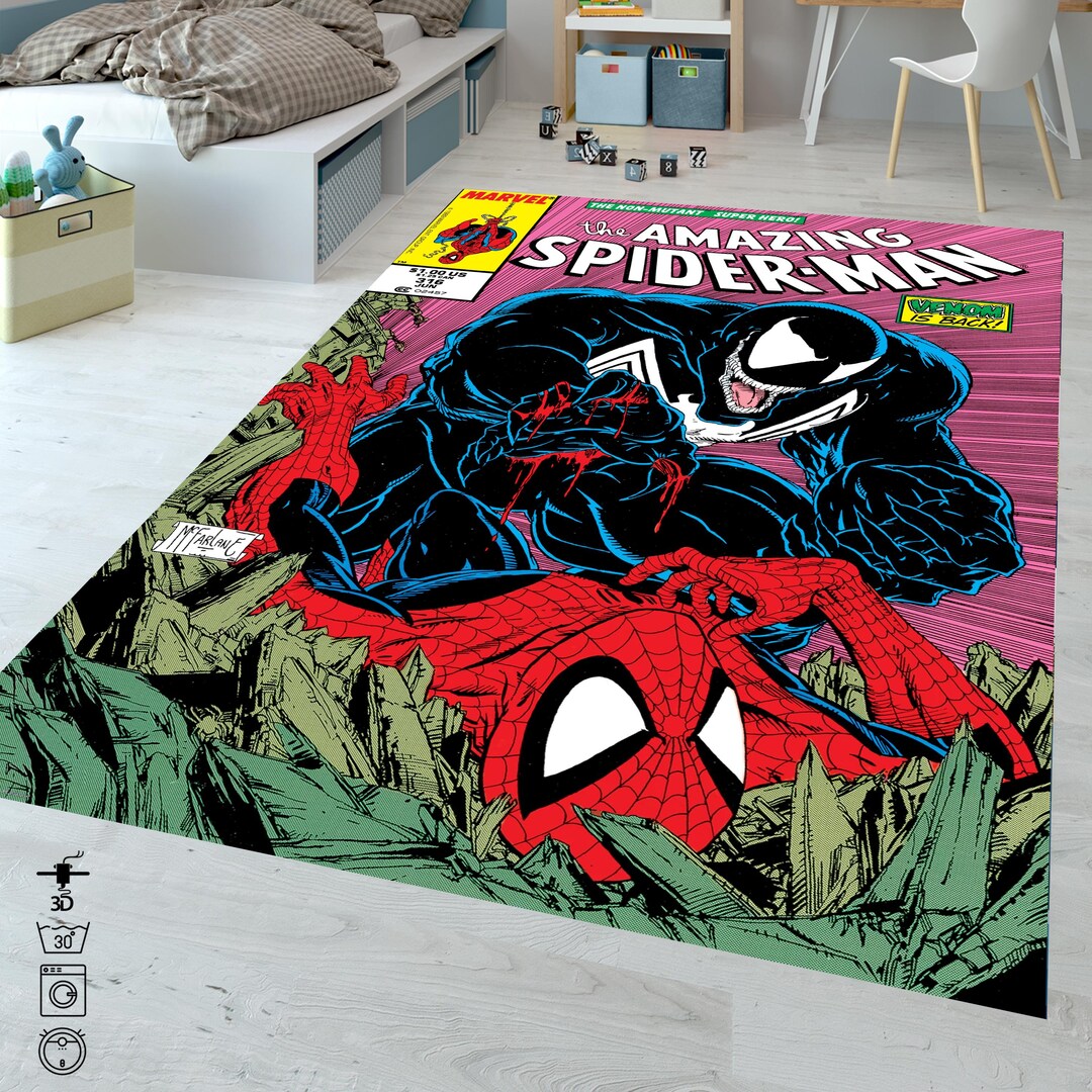 Spider-man Vs Venom Rug: Modern Comic Book Area Rug - Etsy