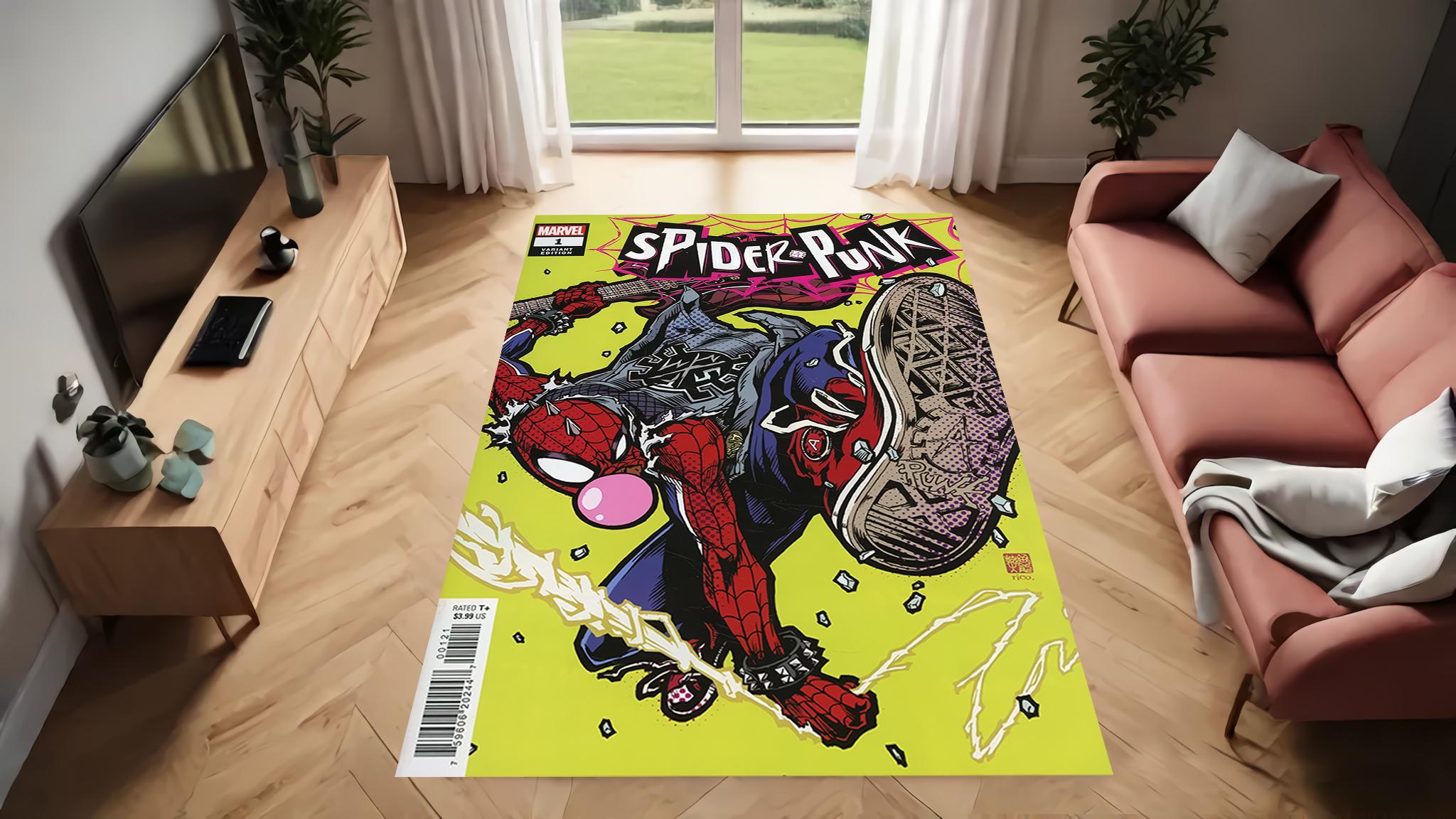 Punk Style Rug Spider-punk Rug: Punk Rock Comic Art Decor - Etsy