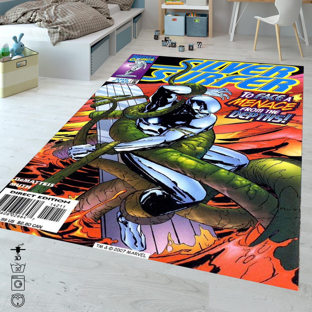 Silver Surfer Comic Cover Rug: Retro Cartoon Carpet - Etsy