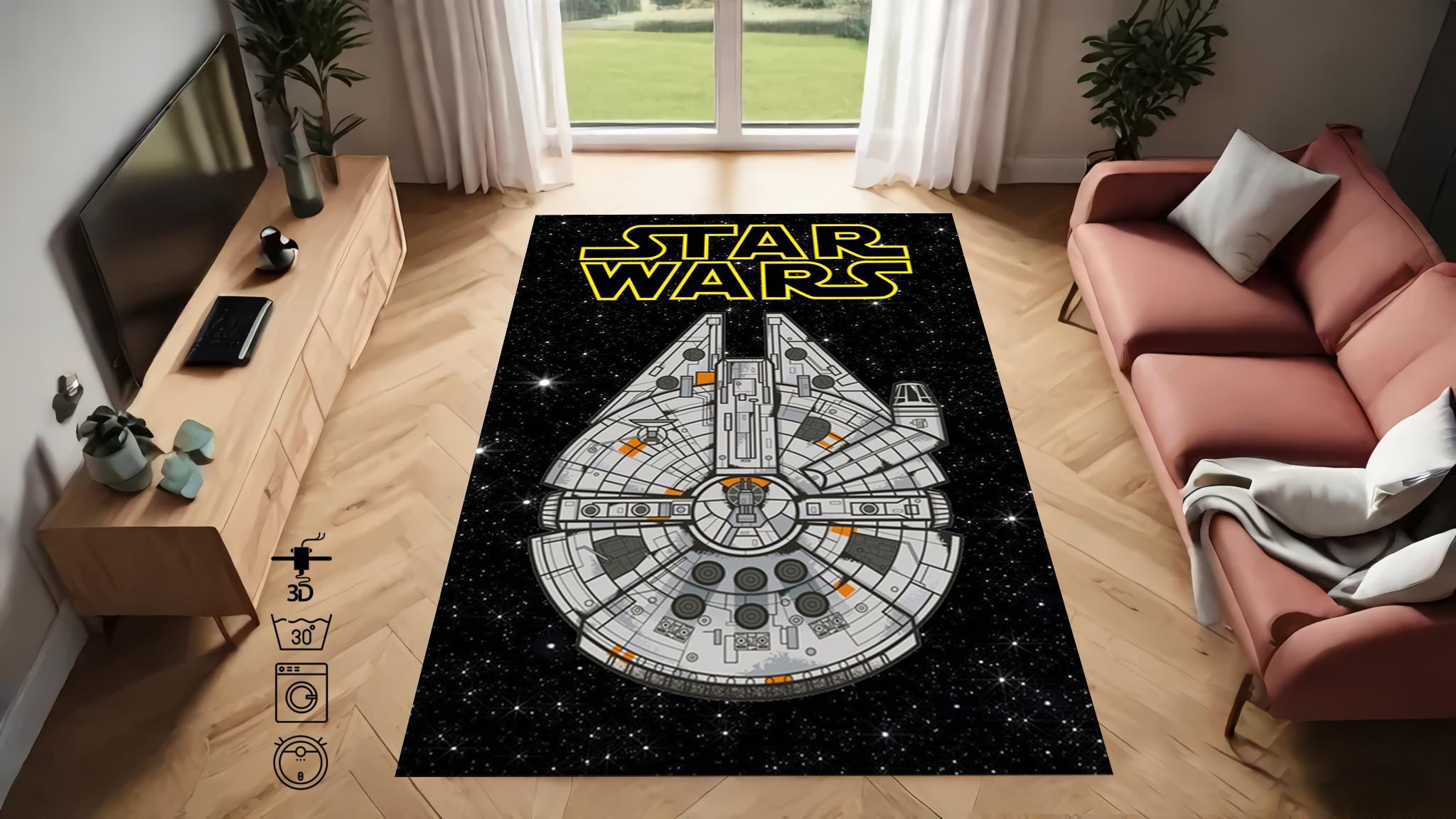 Star Wars, Star Wars Rug, Millenium Falcon, Star Wars Ships, Star