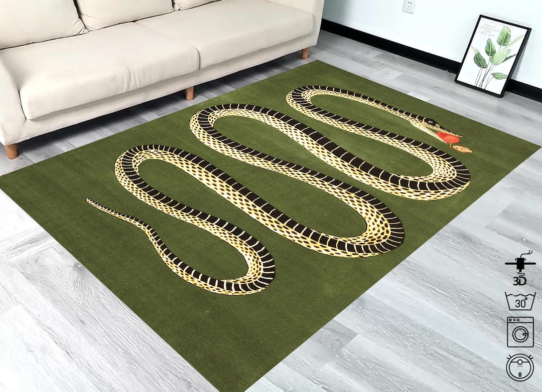Snake Patterned Rug, Green, Animal Print Rug, Aesthetic Rug, Area Rug ...