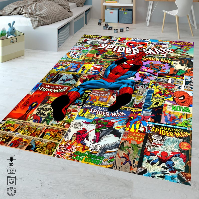 Spiderman Comic Book Cover Rug: Decorative Living Room Carpet - Etsy