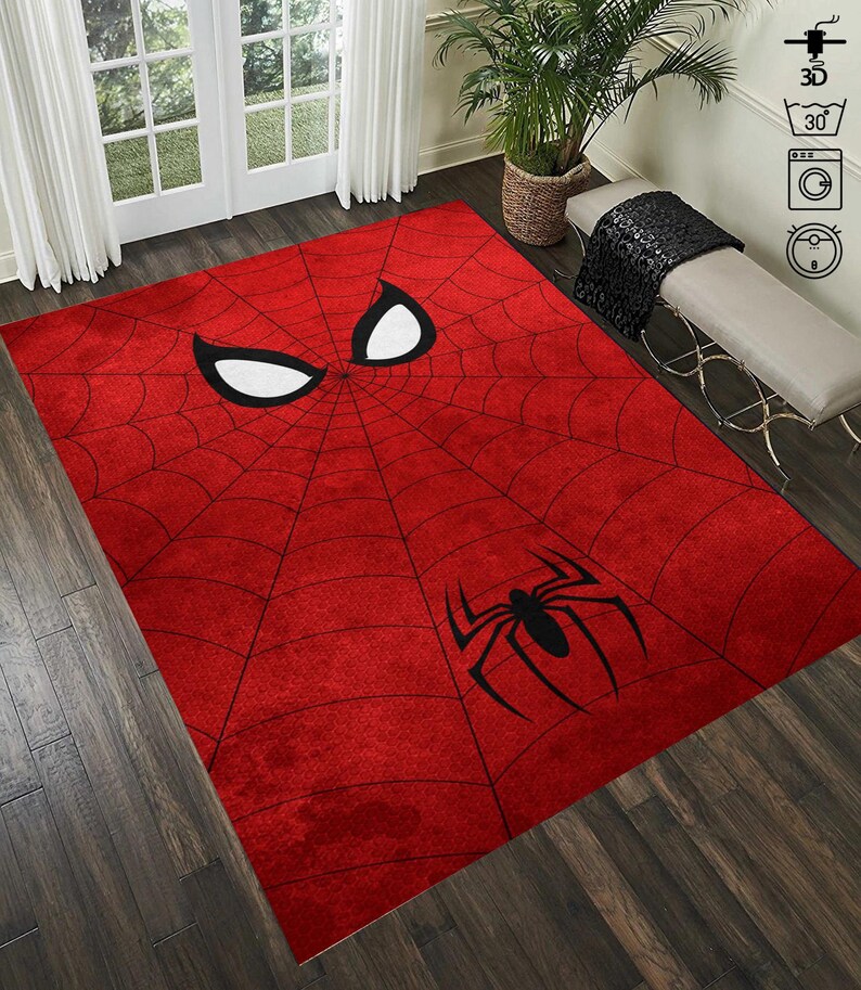 Spiderman Decor, Red Spiderman Rug, Spider Man, Spider Man Rug ...