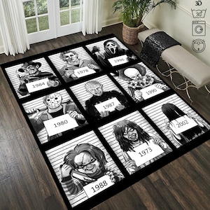 Horror Movie Mugshot Rug: Halloween Street Art Area Rug