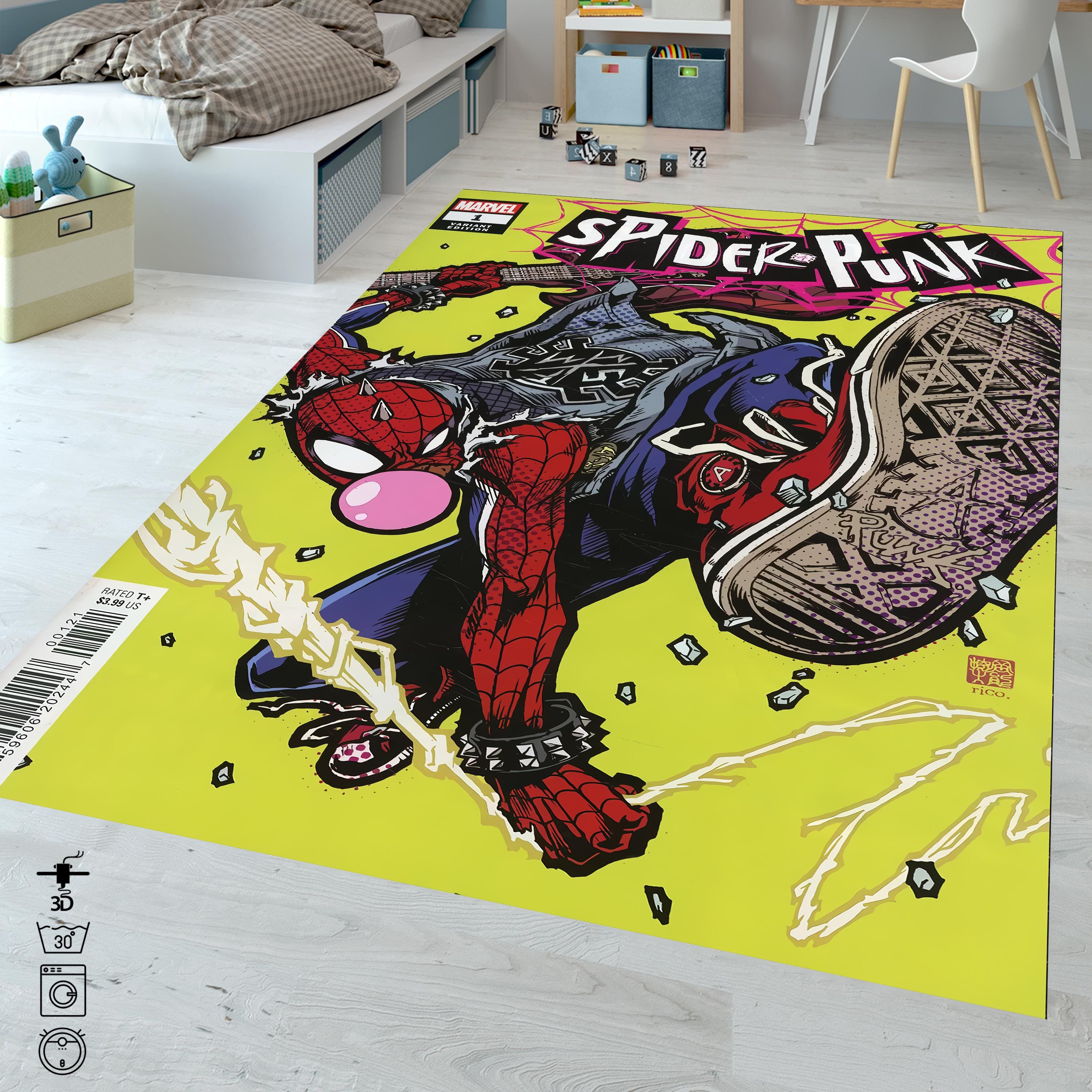 Punk Rugs Spider-punk Rug: Punk Rock Comic Art Decor - Etsy