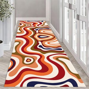 70s Retro Runner Rug: Groovy Psychedelic Stripes, Custom Sizes
