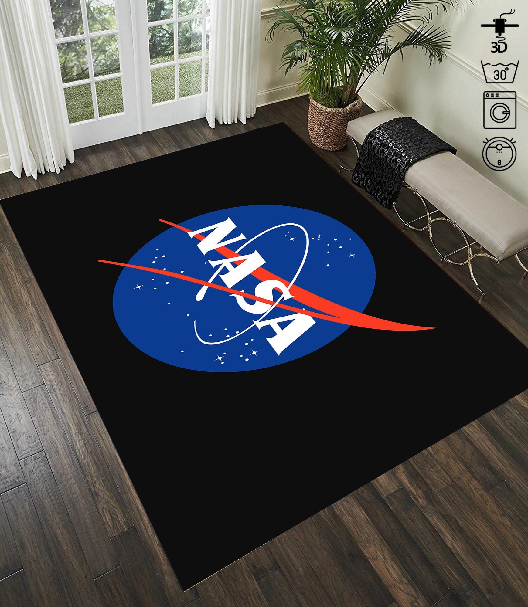 Nasa Rug Round NASA Logo Area Rug: Modern Space Carpet - Etsy
