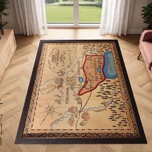 Ancienne carte du Nevada, tapis de film western, tapis d'illustration, tapis carte Ponderosa, décoration de ferme, décoratif, tapis de salon, carpette, tapis sur mesure