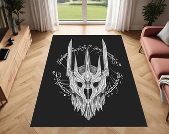 Lord Of The Rings Rug, Lotr Rug, Middle Earth Rug, Gothic Warrior Area Rug, Medieval Dark Art Carpet, Fantasy Throne Room Decor