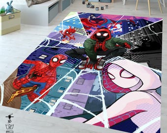 Miles Morales Spiderman Rug, Brooklyn's Finest Comic Book Rugs,Spider Man Carpet, Spider-Man And Friends, Spider Mat, Movies Carpets