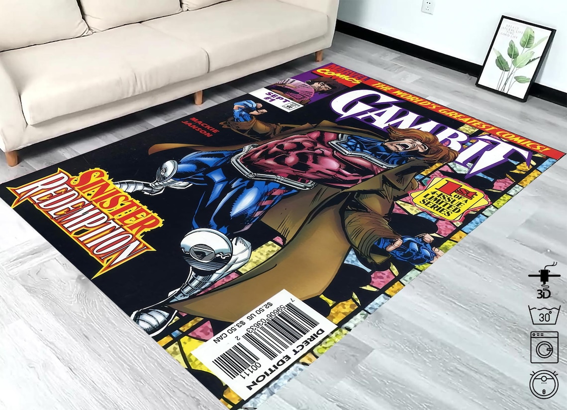 X-men Gambit Rug, Retro Comic Book Cover Carpet - Etsy