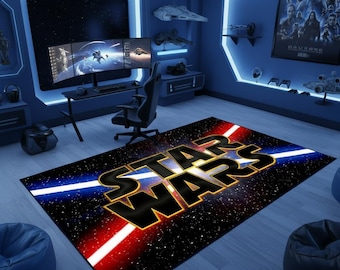 Star Wars Rug, Star-Wars Movies Logo Carpet, Starwars Series, Kids Room Mat, Boys Room Decor, Speed of Light