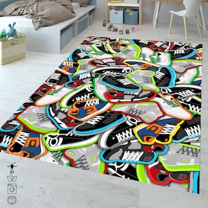Sneakers Rug: Graffiti Street Art, Custom Fashion Rug