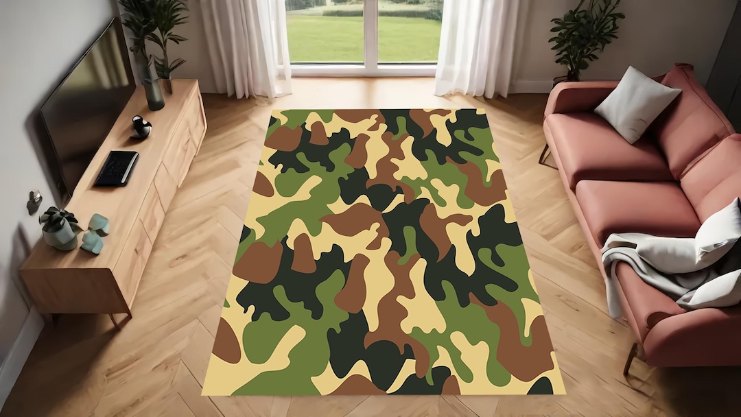 Round Rug Army Camo Rug, Green Blurry Rug, Camouflage Rug, Military Rug, Army Rug ...