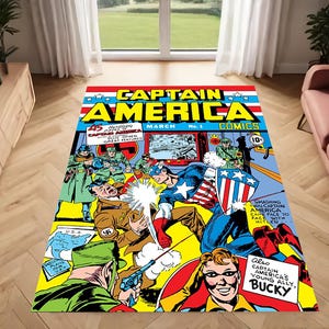 Captain America,Super Hero Rug,  Kids Room Decor Rug,Amazing Super Characters,Custom Made Rug