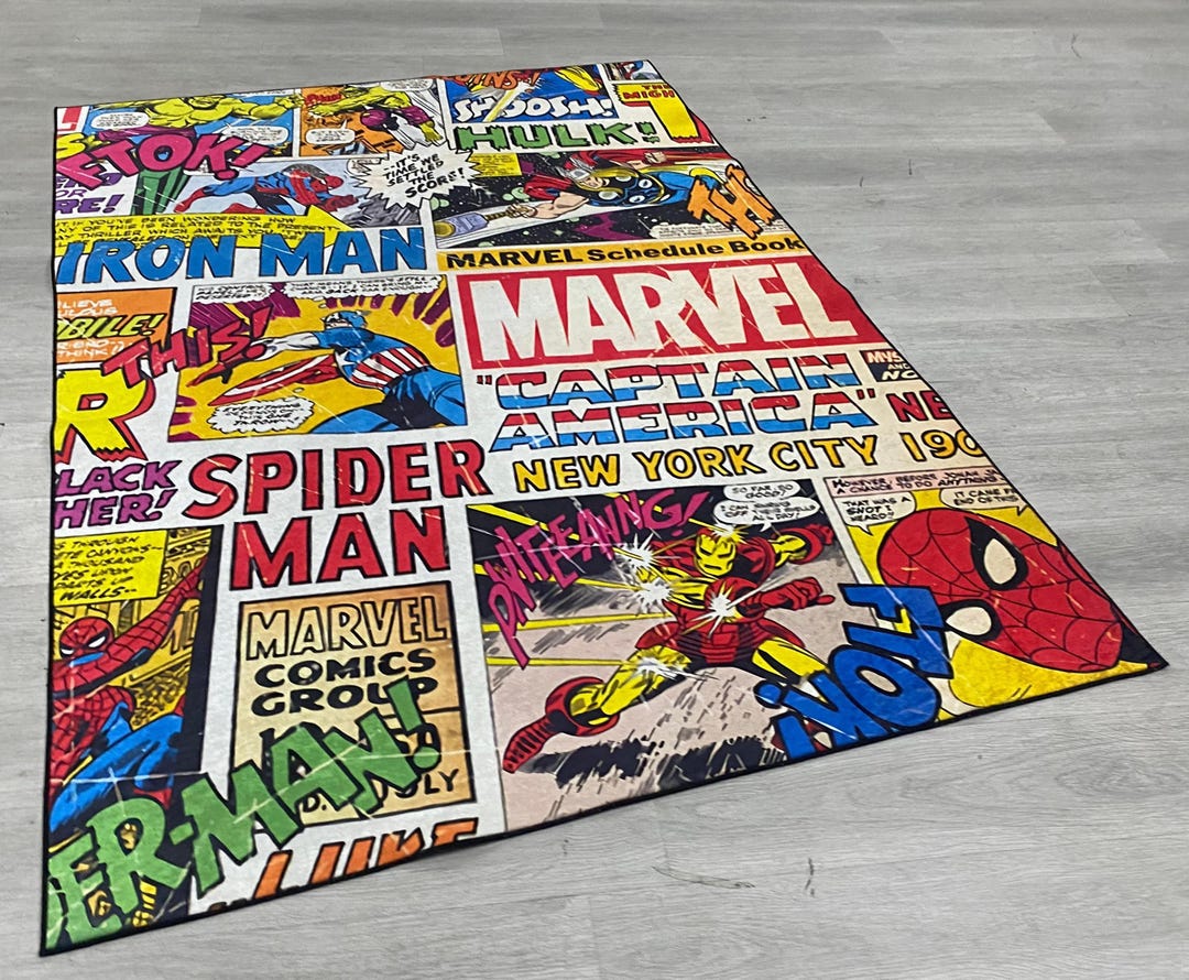 Retro Comic Book Area Rug: Super Hero Cartoon Design - Etsy