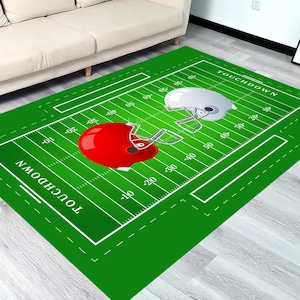 American Football Field, American Football Rug, Favorite Team Helmet, Popular Rug, Area Rug, Customizable Rug, Kid Rug, Your Text Sports Rug