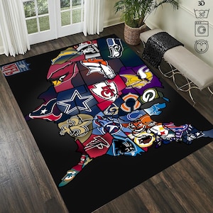 American Football Team Logos Area Rug: Sports Fan Decor