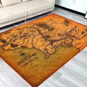 Lotr-tapijt, Lord of the Rings-tapijt, bestseller-romantapijt, Middle Earth-tapijt, tapijt oude kaarten, tapijt voor slaapkamer, esthetiek van de slaapkamer, cadeautapijt, kerstcadeaus