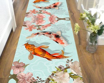 Japanese Koi Fish Runner Rug: 3D Print Bath Mat