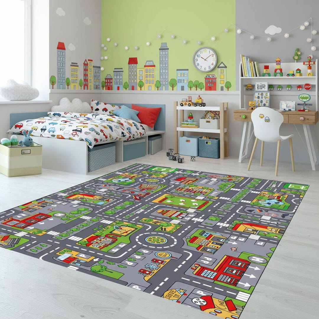 Road Rug,car Rug,traffic Rug, Child Game Rug,car Racing,children's