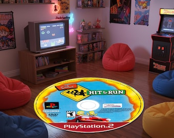 Video Game Rug, Hit Run, Gaming Rug, Popular Game Carpet, CD Record, Gaming Decor,Boys Room Rug,Gaming Room Rug, Gamer Gift,