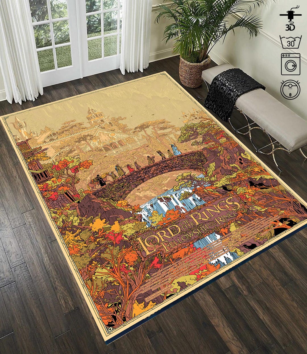 Middle Earth Map Rug: Lord of the Rings Fantasy Carpet - Etsy