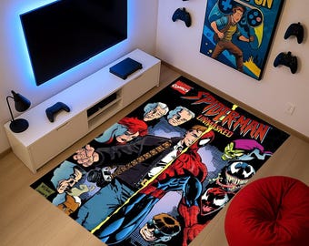 Super Heroes Rug, Comic Covers, Superhero Design Rug, Super Hero Comics, Area Rug, Kids Room Decor, Aesthetic Rug,Comics, Gift Rug
