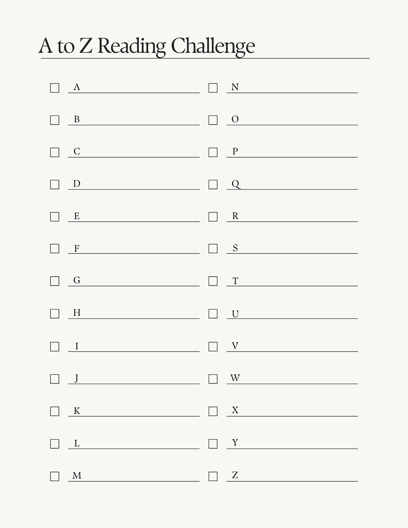 Digital & Printable Book Journal Pages for Reading Enthusiasts- A to Z ...