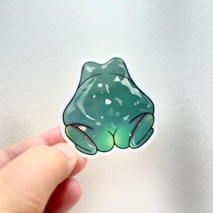 Frog Butt Sticker: Green Glossy Waterproof Vinyl Decal
