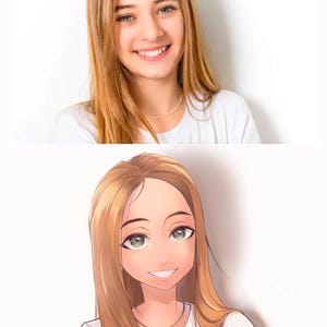 Portrait manga/dessin animé personnalisé à partir d'une photo - oeuvre d'art caricaturale personnalisée - idée cadeau amusante - pas d'IA