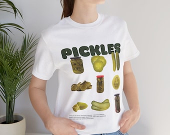 Pickles-t-shirt, rolig matgrafik-t-shirt, estetisk gurka-t-shirt, retro snacksälskare-gåva, unisex dill-pickle-t-shirt, vintage-mat-t-shirt