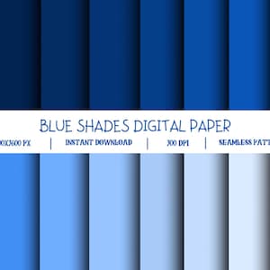 16 Shades of Blue Digital Paper Pack | 12x12 Inch High-Resolution Scrapbook & Printable Craft Sheets | PDF and JPG Format