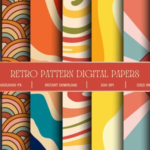 Retro Digital Papers | 25 Seamless Designs | Retro Groovy Background | Scrapbook | Instant Download | High Resolution | Vintage Wallpaper