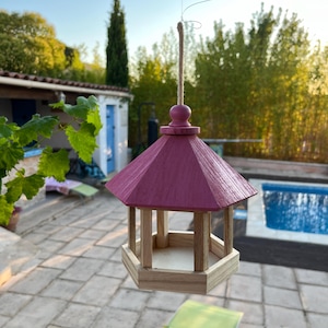 Wooden Bird House Feeder with Roof