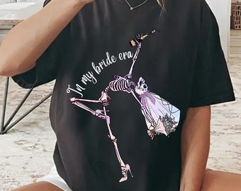 In My Bride Era Shirt, Bride To Be Spooky Wedding Sweatshirt, Halloween Wedding Bachelorette Party Tee, Skull Engagement Gift