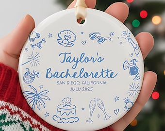Custom Bachelorette Ornament: Personalized Beach Party Keepsake for Bride