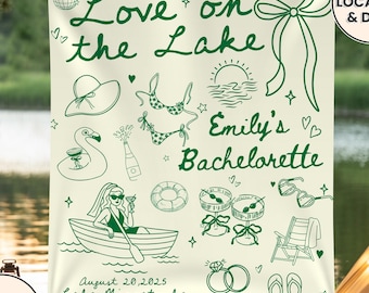 Personalized Lake Bachelorette Tapestry: Camping Party Banner