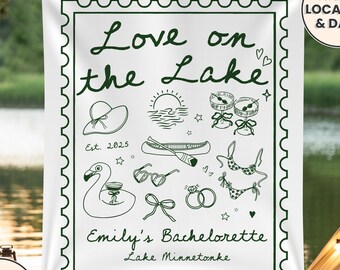 Lake Bachelorette Party Tapestry: Custom Camping Decor, Girl Trip Banner