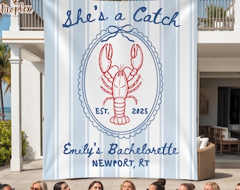She's A Catch Bachelorette Tapestry: Coastal Bridal Shower Decor