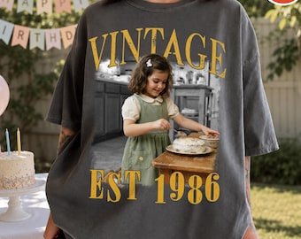 Custom Photo 40th Birthday Shirt, Personalized Vintage 1986 Tee, Retro Birthday Gift