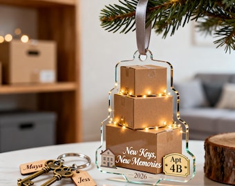 New Keys New Memories Ornament, First Apartment Roommates Christmas Ornament 2026, Personalized Besties Moving In Together Gift