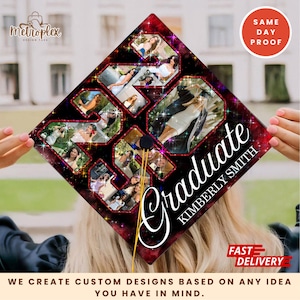 Personalized Graduation Cap Topper, Grad Cap Topper High School, Graduation Gift for Her, Custom Photo Grad Cap Topper