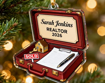 Personalized Realtor Ornament, Custom Real Estate Agent Name Keepsake with Year, Christmas Gift for Realtor