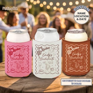 Personalized Last Rodeo Bachelorette Can Cooler, Cowgirl Bachelorette Party Favors, Custom Name Disco Cowgirl Party Decor